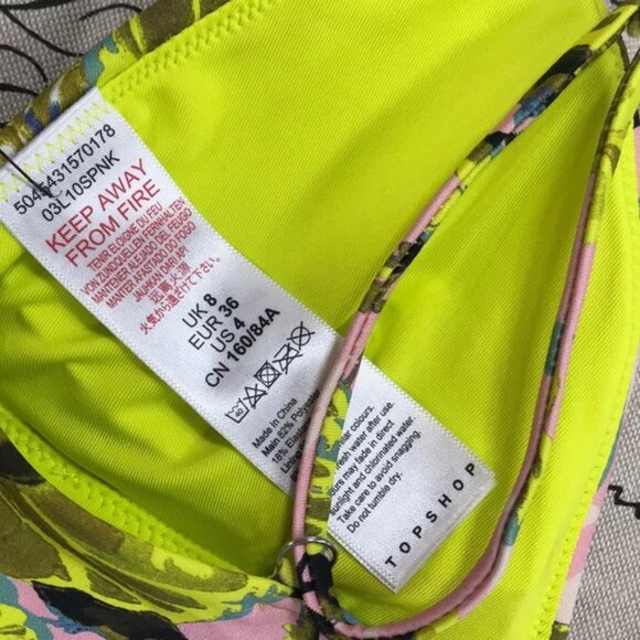 NWOT TOPSHOP IDOL Tropical Print Triangle Bikini Top - Picture 7 of 7